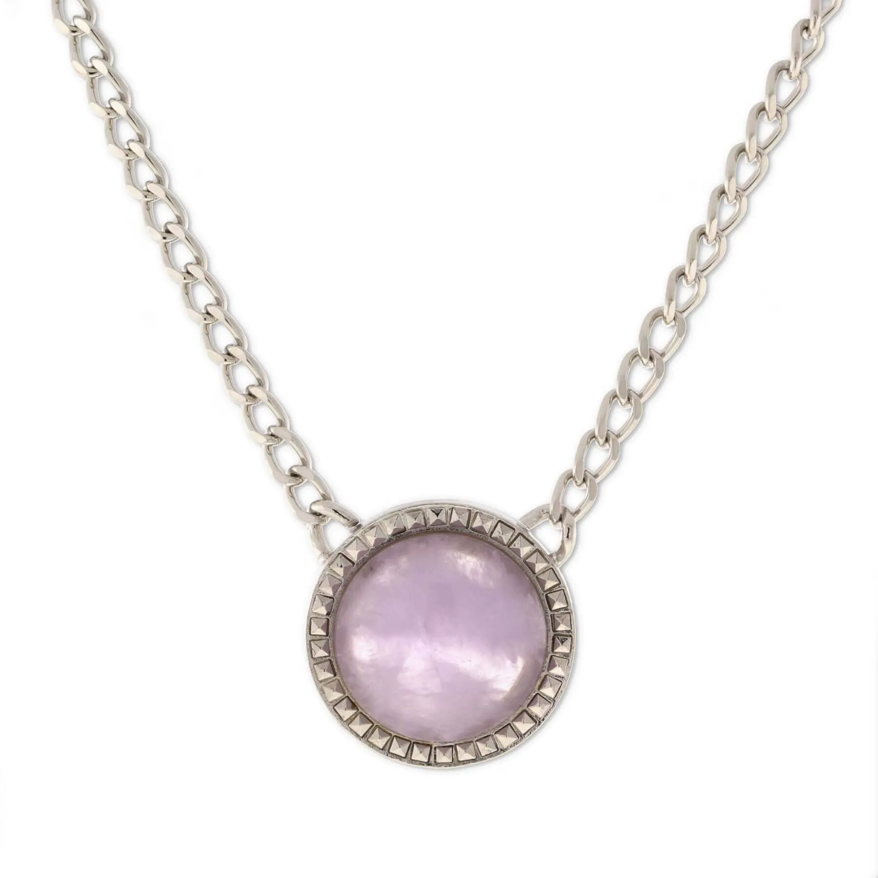 1928 Jewelry Round Purple Amethyst Semi Precious Pendant Necklace 16"   3" Extender 1928 Jewelry