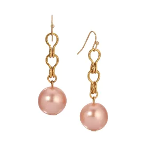 1928 Jewelry Round Raspberry Faux Pearl Ladder Chain Drop Earrings 1928 Jewelry