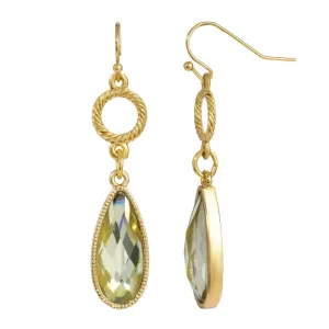 1928 Jewelry Round Ring & Crystal Teardrop Dangling Earrings 1928 Jewelry