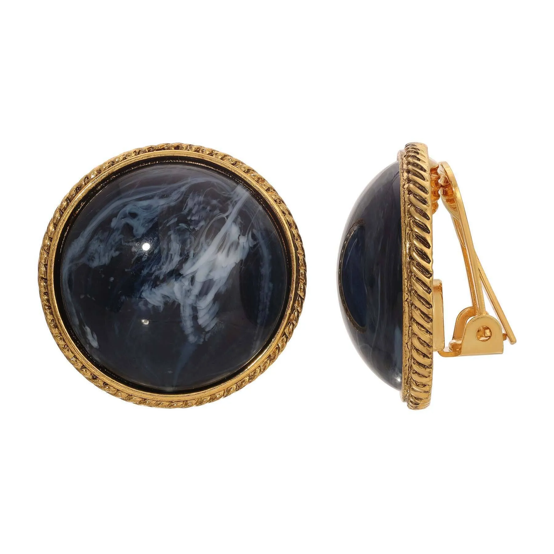1928 Jewelry Round Sapphire Blue Clip On Earrings 1928 Jewelry