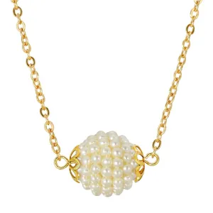 1928 Jewelry Round Seeded Faux Pearl Ball Pendant Necklace 16" 1928 Jewelry