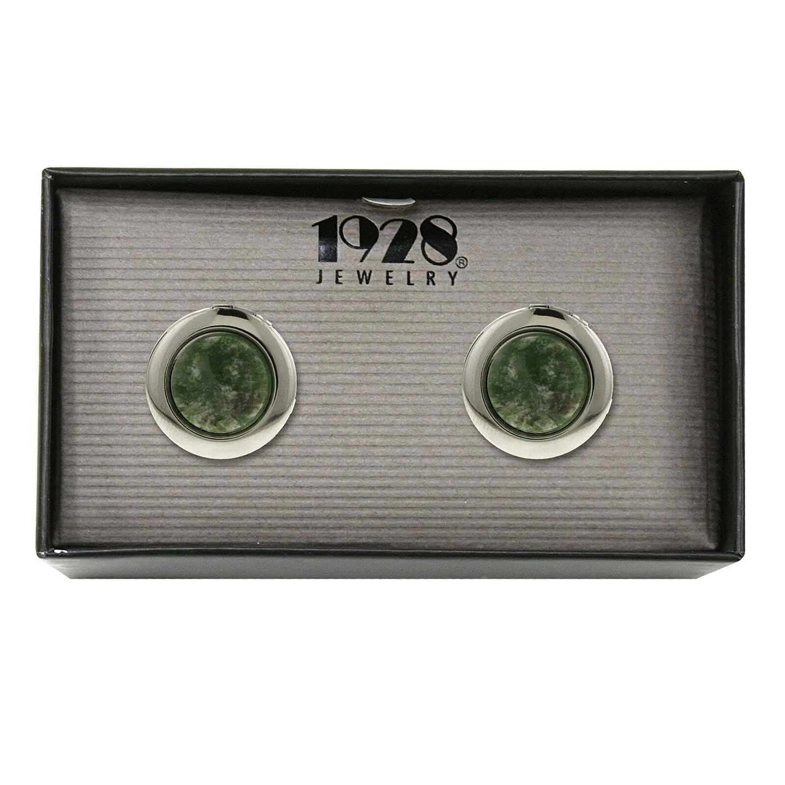 1928 Jewelry Round Semi Precious Gemstone Locket Cufflinks 1928 Jewelry