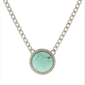 1928 Jewelry Round Semi Precious Gemstone Pendant Necklace 16"   3" Extender 1928 Jewelry
