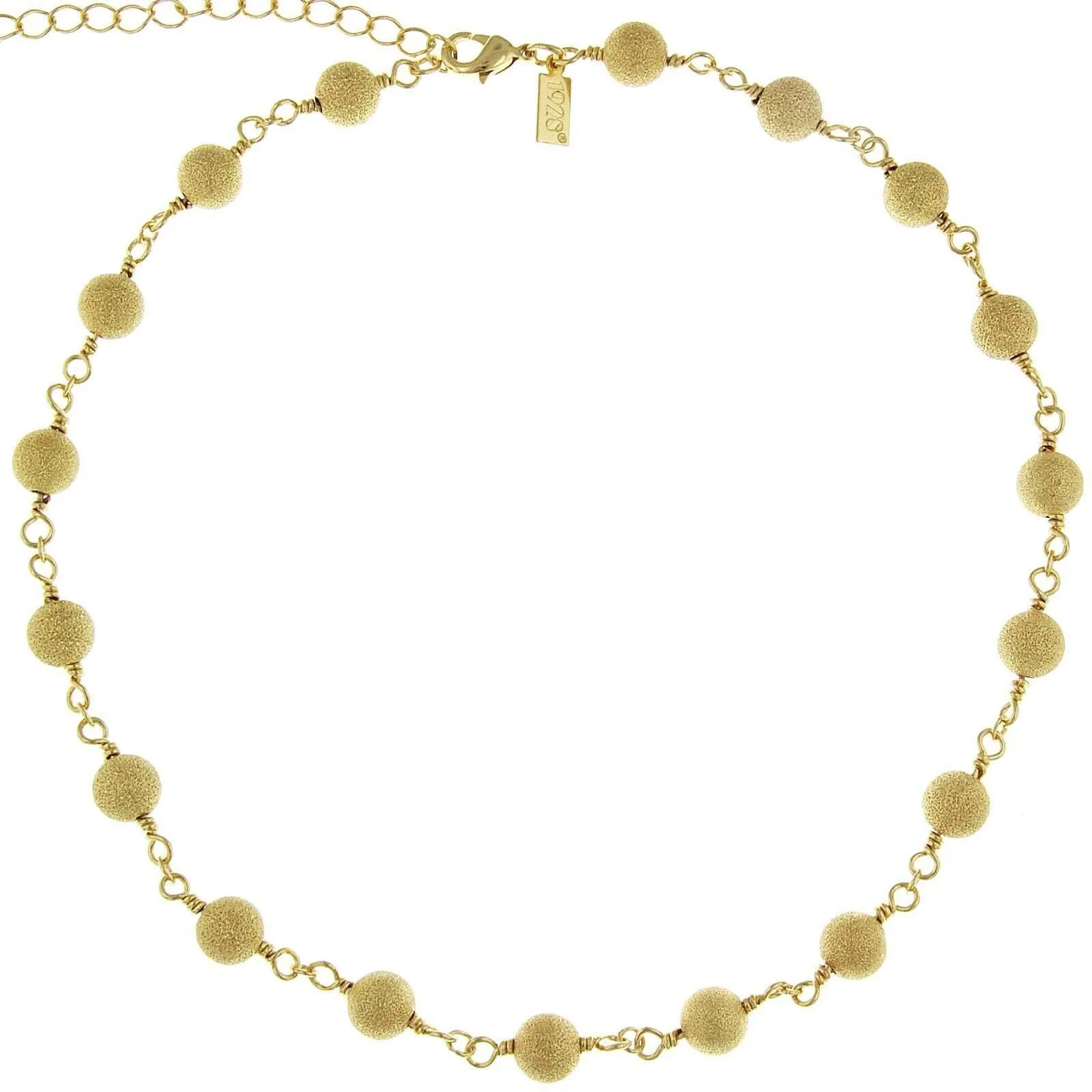 1928 Jewelry Round Textured Beaded Linked Necklace 15"   3" Extender 1928 Jewelry