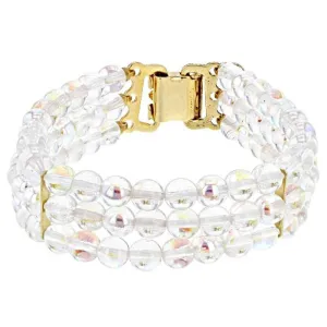 1928 Jewelry Round Three Row AB Glass Beaded Bracelet 1928 Jewelry