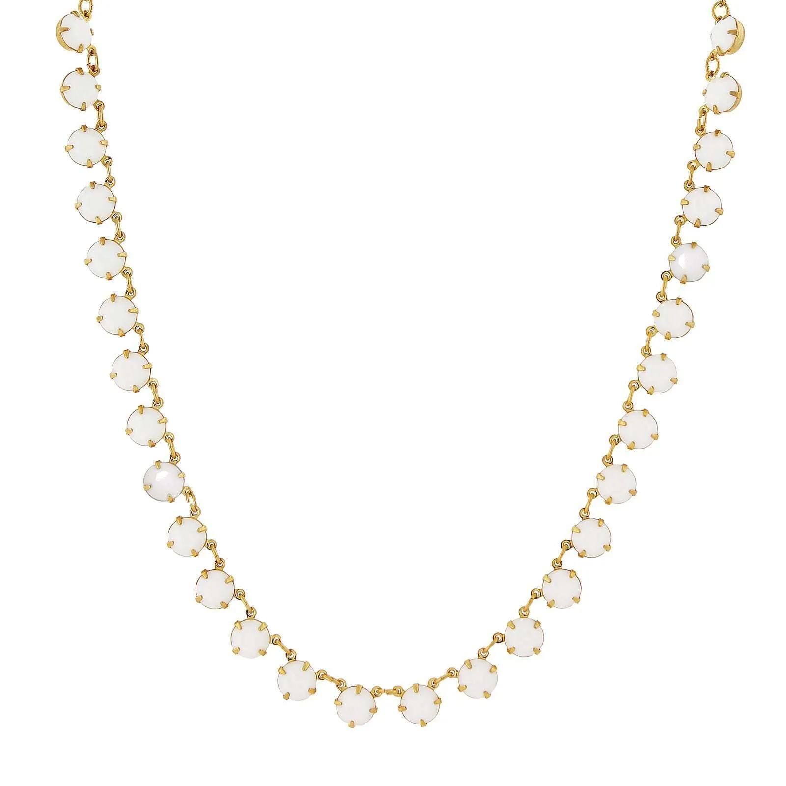 1928 Jewelry Round White Austrian Crystal Collar Necklace 16"   3" Extender 1928 Jewelry