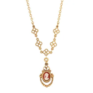 1928 Jewelry Royal Carnelian Cameo Pendant Necklace 16"   3" Extender 1928 Jewelry