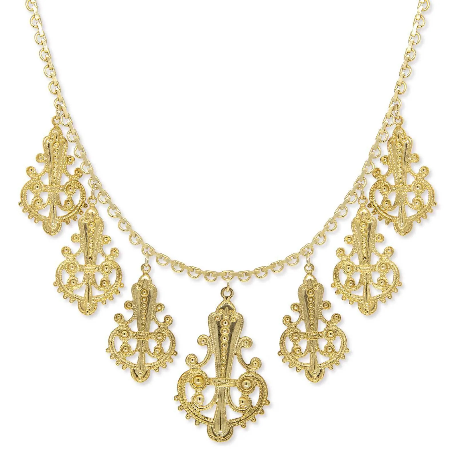 1928 Jewelry Royal Filigree Ornamental Drop Necklace 16"   3" Extender 1928 Jewelry