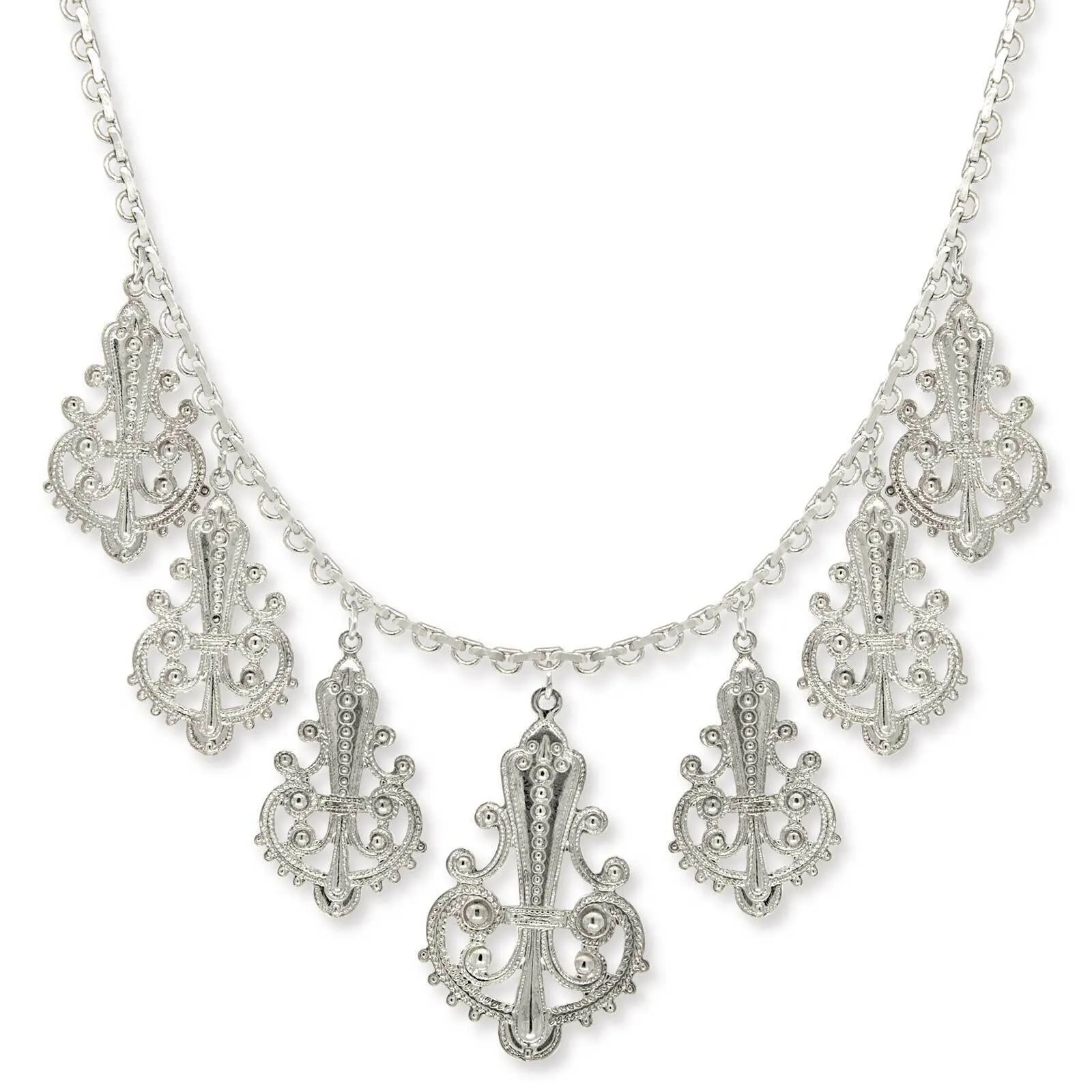 1928 Jewelry Royal Filigree Ornamental Drop Necklace 16"   3" Extender 1928 Jewelry