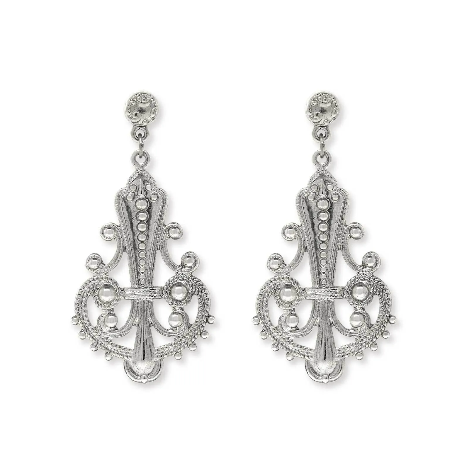 1928 Jewelry Royal Filigree Ornamental Post Drop Earrings 1928 Jewelry