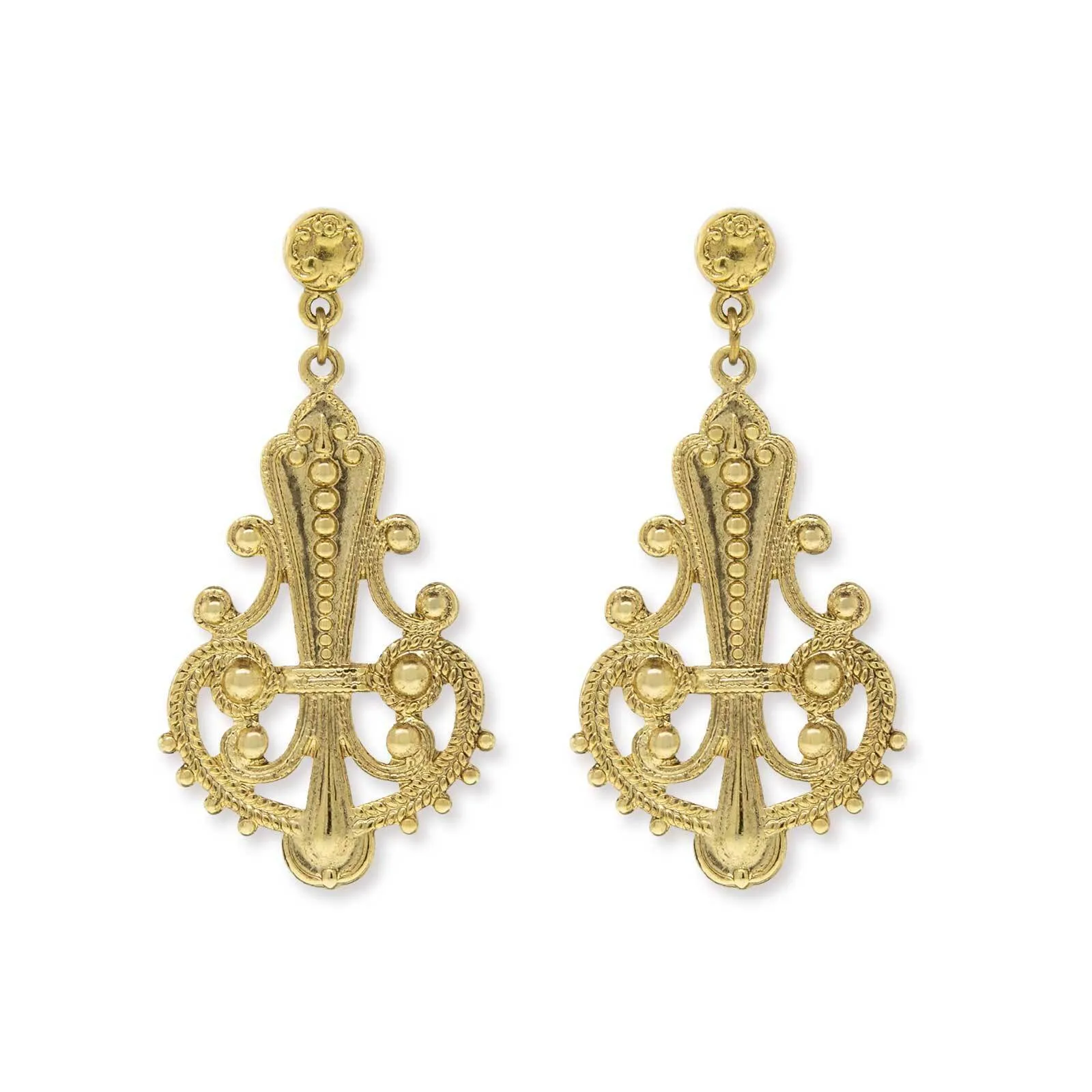 1928 Jewelry Royal Filigree Ornamental Post Drop Earrings 1928 Jewelry