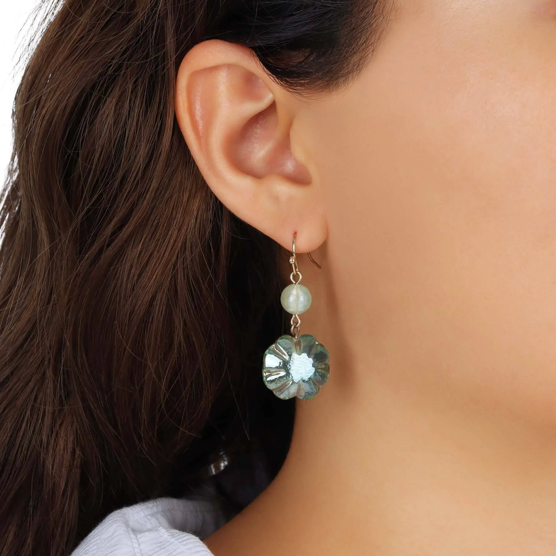 1928 Jewelry Rustic Emerald Green AB Glass Bead Dangling Earrings 1928 Jewelry