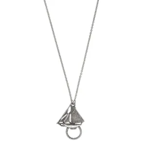 1928 Jewelry Sailboat Badge & Eyeglass Holder Chain Necklace 28" 1928 Jewelry
