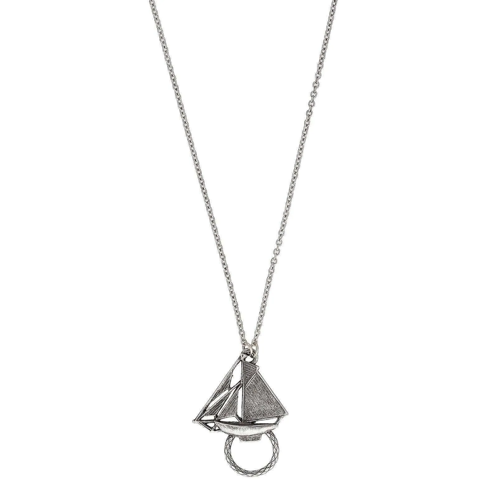 1928 Jewelry Sailboat Badge & Eyeglass Holder Chain Necklace 28" 1928 Jewelry