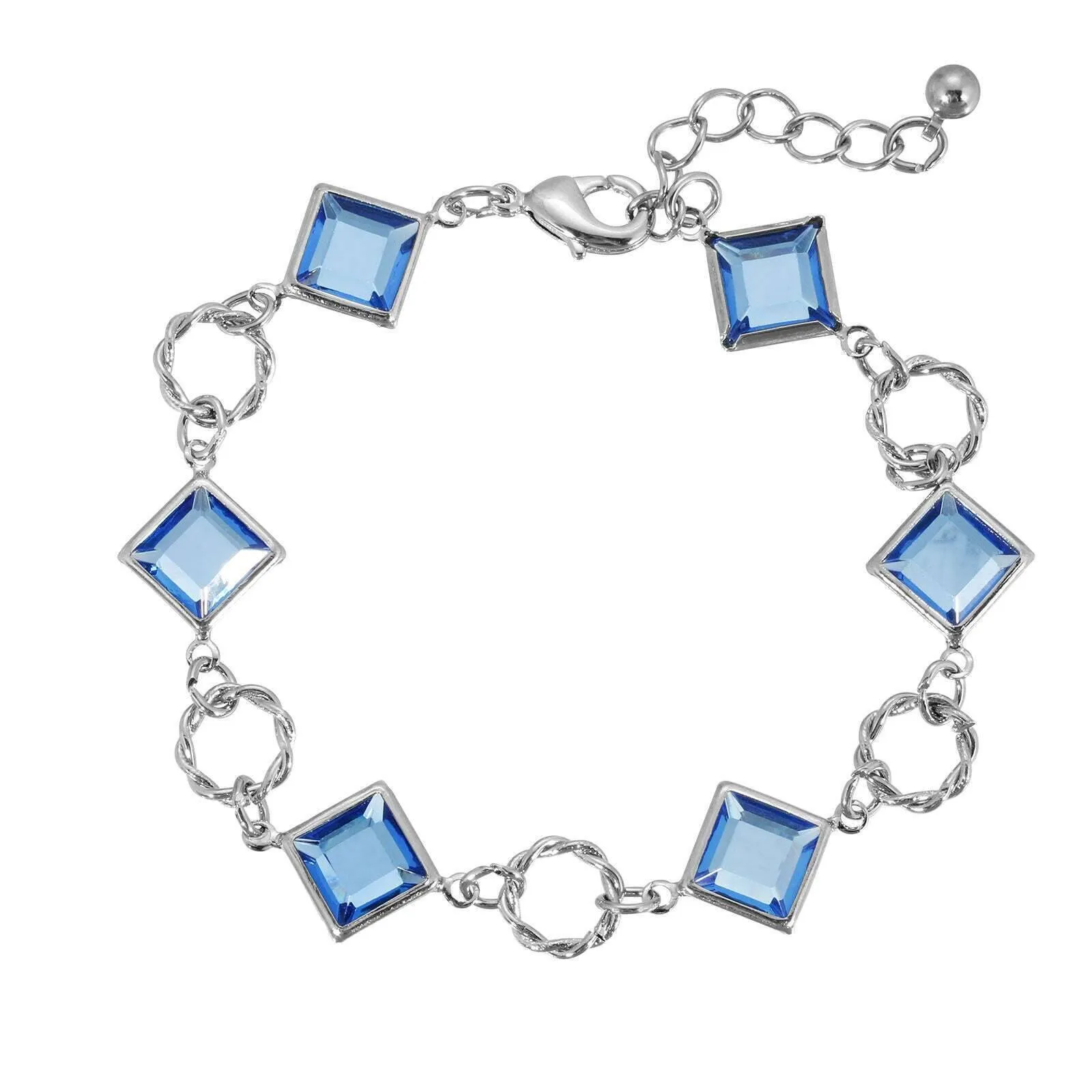 1928 Jewelry Sapphire Blue Austrian Crystal Square Link Bracelet 1928 Jewelry