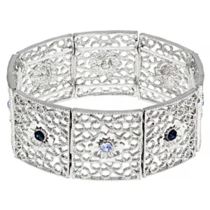 1928 Jewelry Sapphire Blue Crystal Filigree Stretch Bracelet 1928 Jewelry
