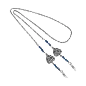 1928 Jewelry Sapphire Blue Heart Paw & Bones Eyeglass Holder Chain Necklace 26" 1928 Jewelry