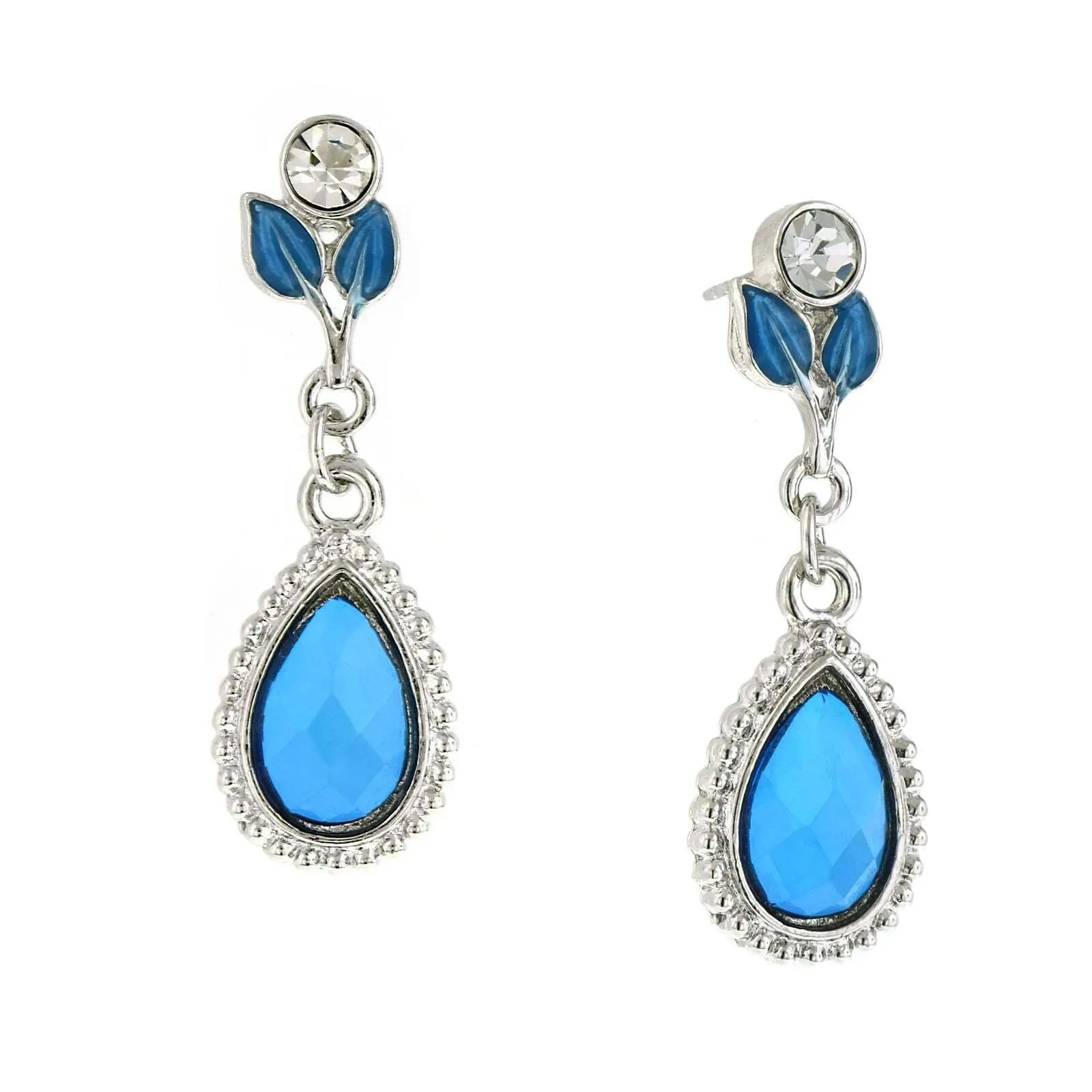 1928 Jewelry Sapphire Crystal Leaf Teardrop Stone Earrings 1928 Jewelry