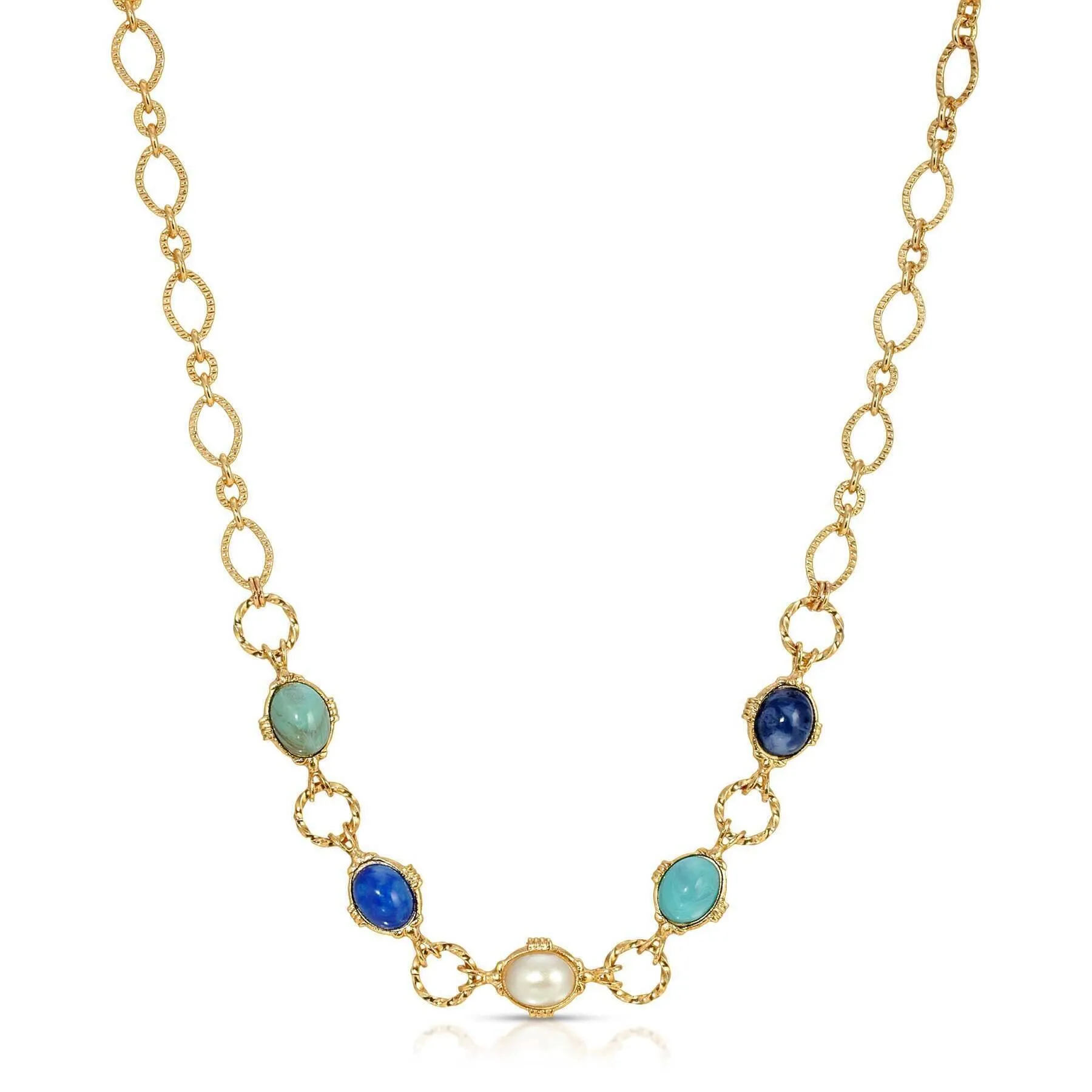 1928 Jewelry Sardinia Multicolor Oval Link Necklace 16"   3" Extender 1928 Jewelry
