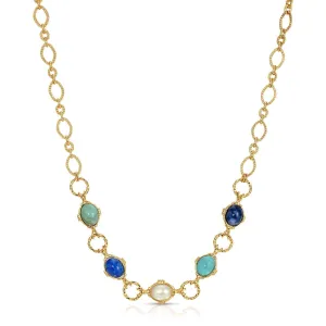 1928 Jewelry Sardinia Multicolor Oval Link Necklace 16"   3" Extender 1928 Jewelry
