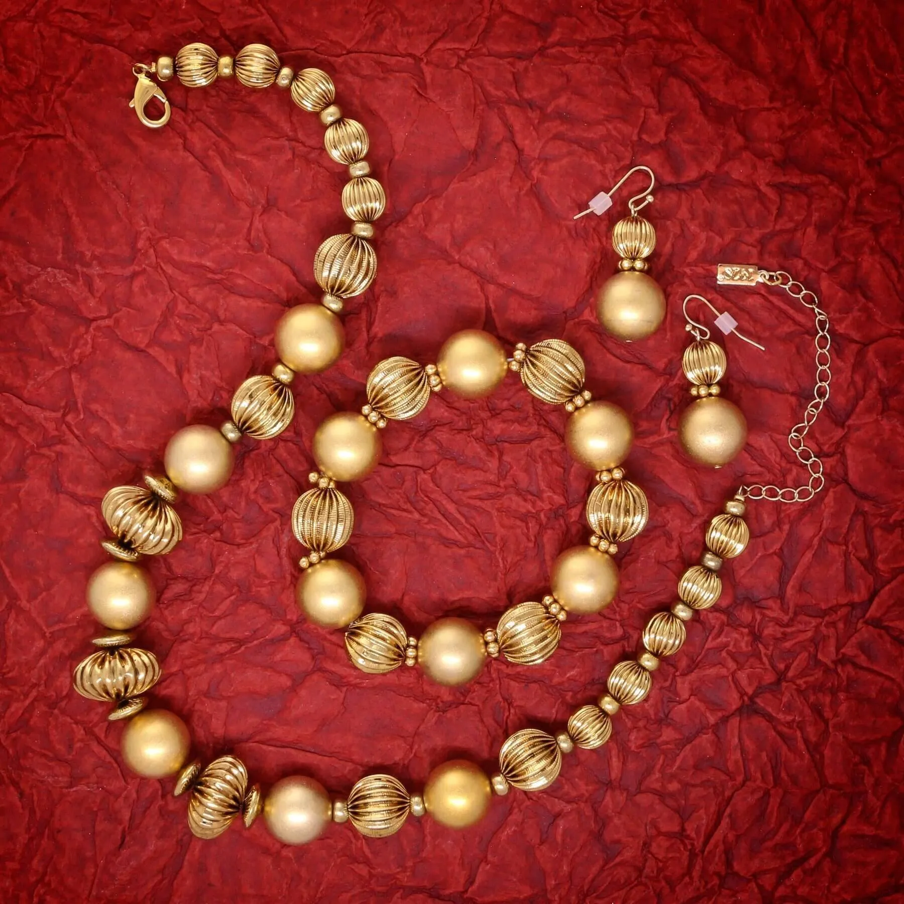 1928 Jewelry Satin Gold Corrugated Bead Drop Earrings 1928 Jewelry