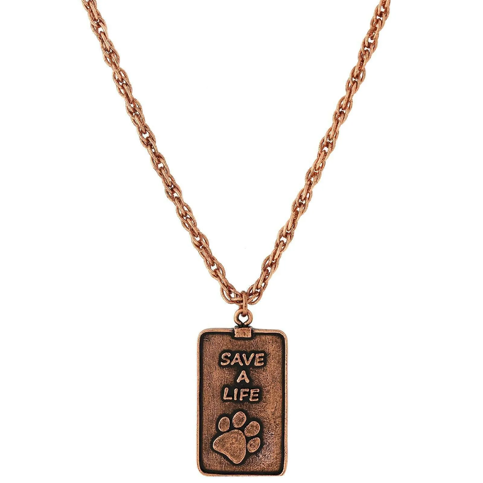 1928 Jewelry Save A Life Dog Tag Pendant Necklace 32" 1928 Jewelry
