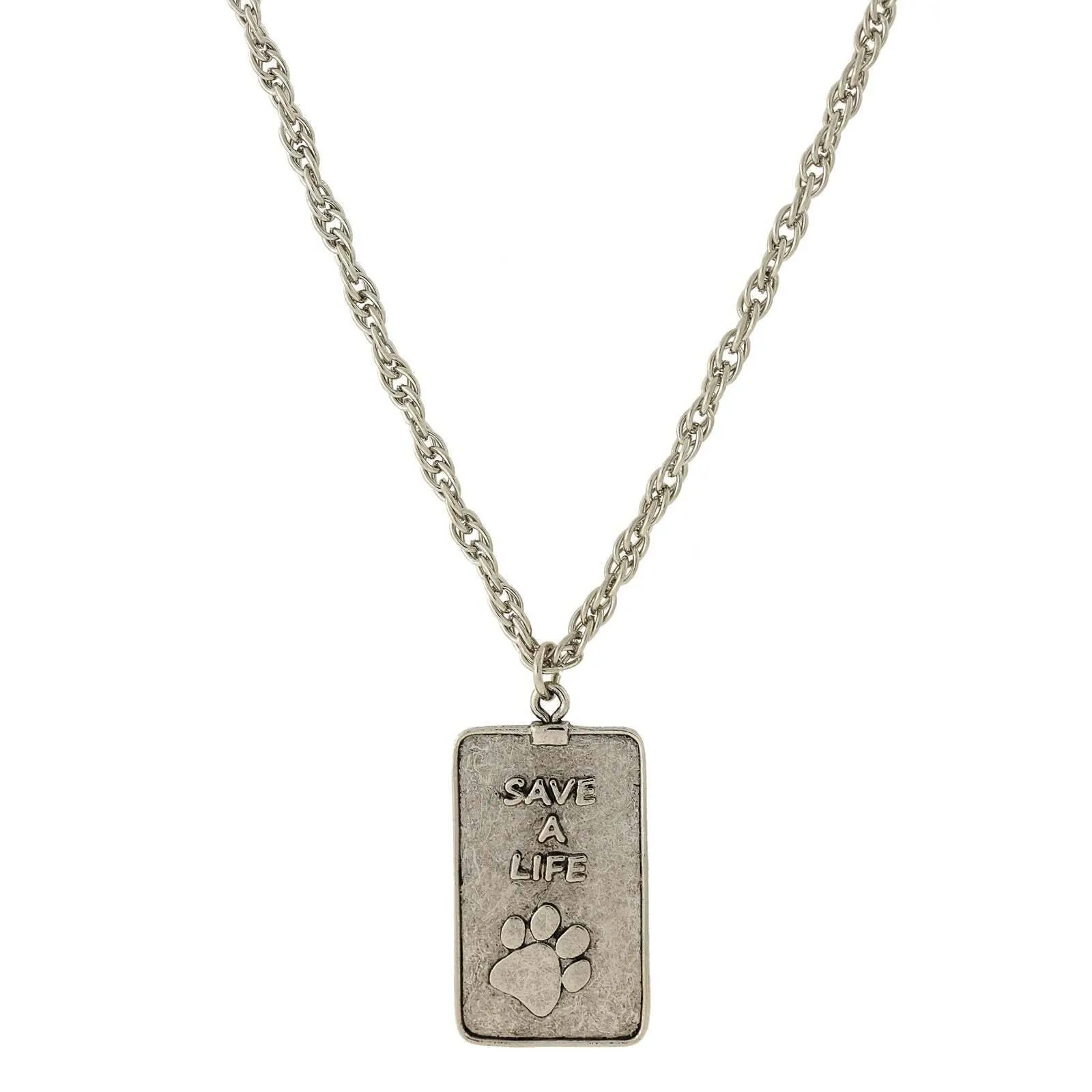 1928 Jewelry Save A Life Dog Tag Pendant Necklace 32" 1928 Jewelry