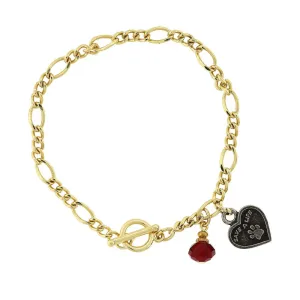 1928 Jewelry Save A Life Heart Siam Red Bead Toggle Bracelet 1928 Jewelry