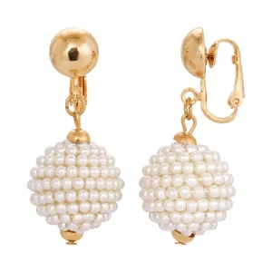 1928 Jewelry Seeded Faux Pearl Ball Clip On Earrings 1928 Jewelry
