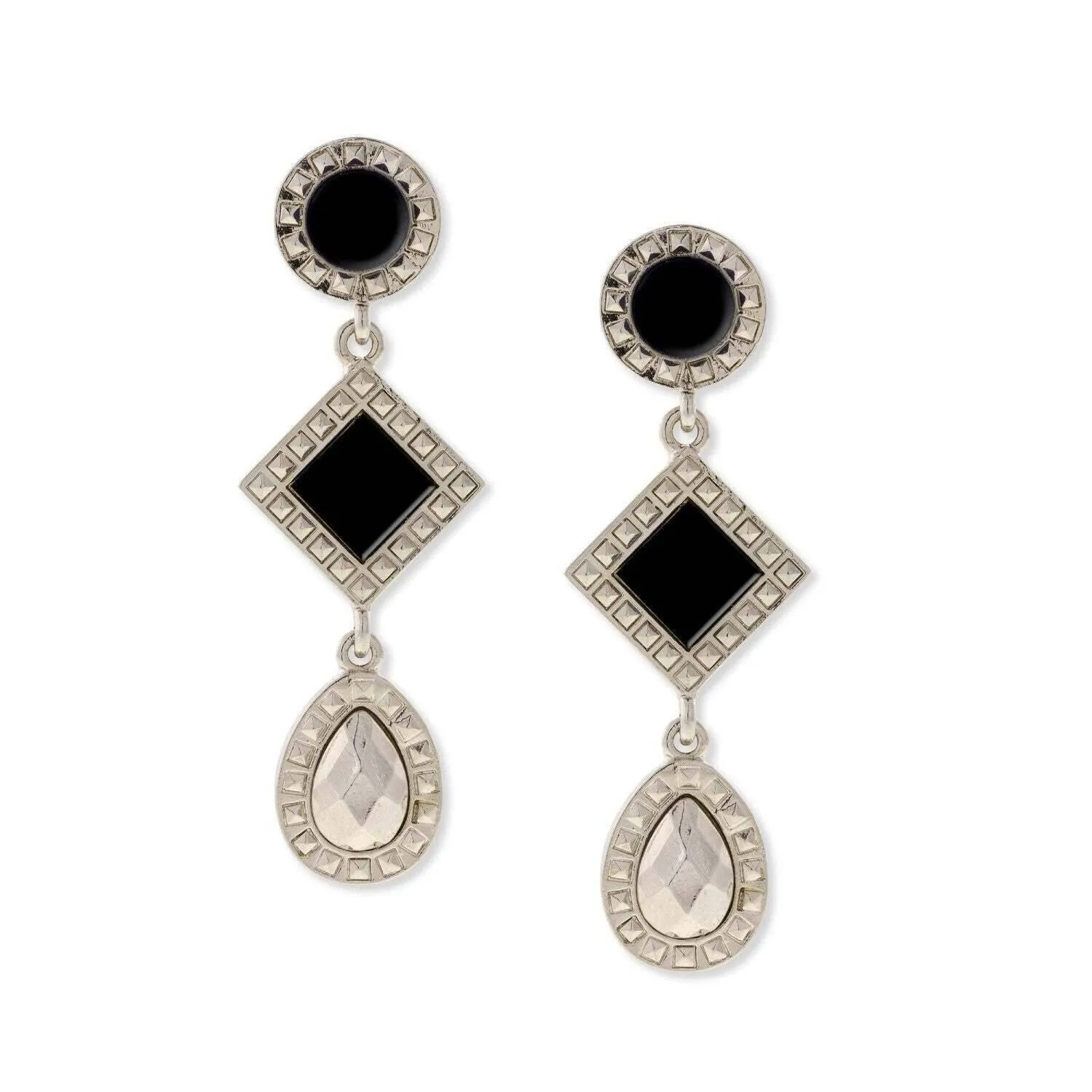 1928 Jewelry Semi Precious Round And Square Stone Teardrop Earrings 1928 Jewelry