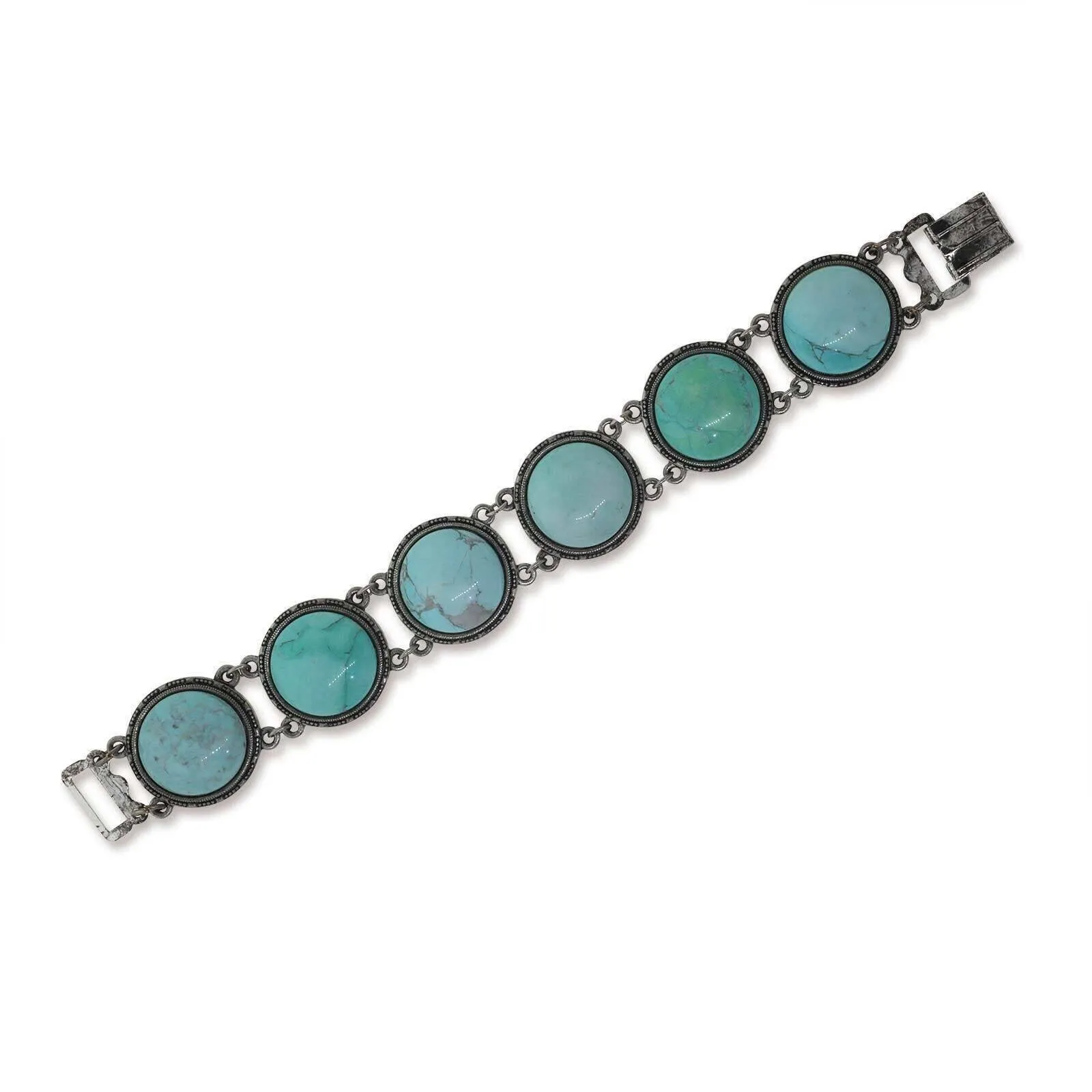 1928 Jewelry Semi Precious Round Turquoise Stone Link Bracelet 1928 Jewelry