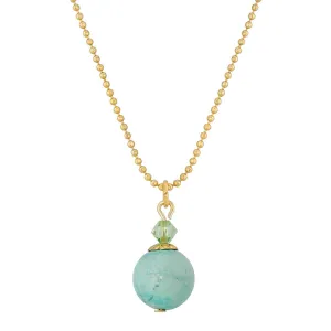 1928 Jewelry Semi Precious Turquoise Round Beaded Drop Necklace 18" 1928 Jewelry