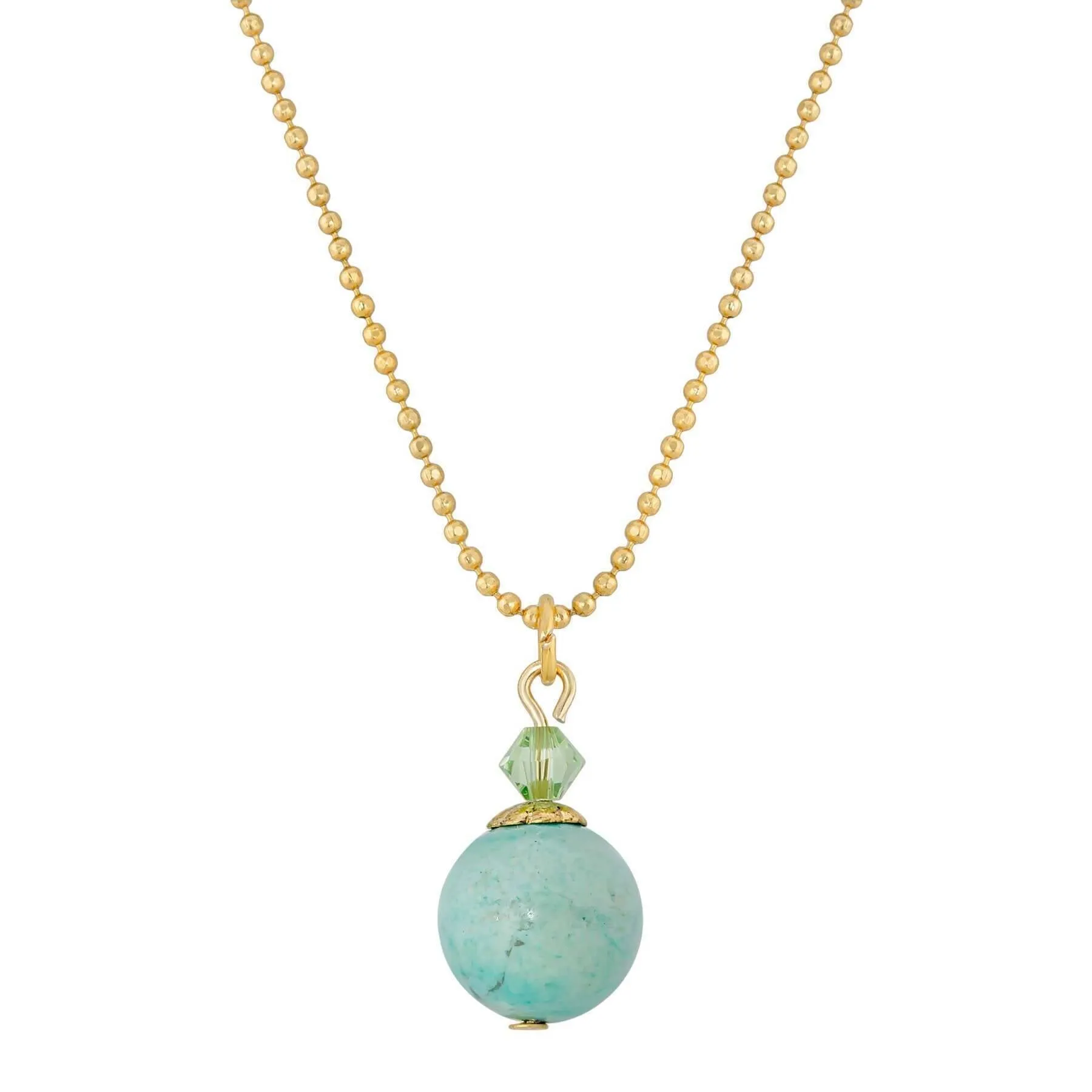 1928 Jewelry Semi Precious Turquoise Round Beaded Drop Necklace 18" 1928 Jewelry
