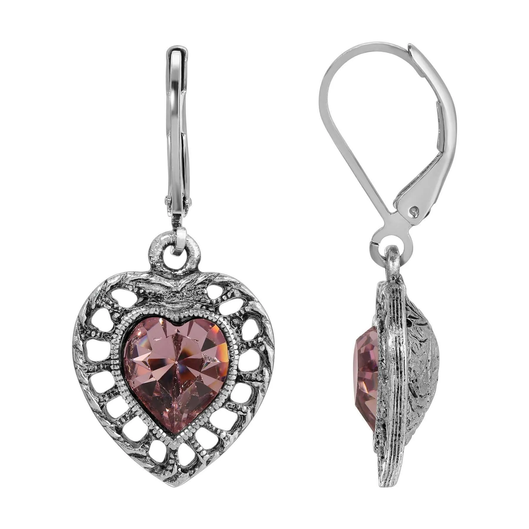 1928 Jewelry Sentimental Crystal Heart Drop Earrings 1928 Jewelry
