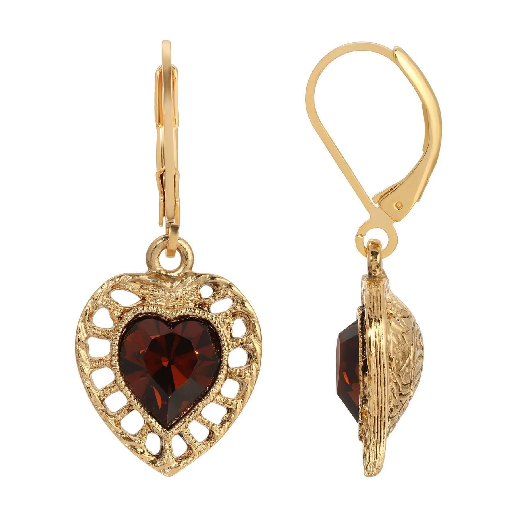 1928 Jewelry Sentimental Crystal Heart Drop Earrings 1928 Jewelry