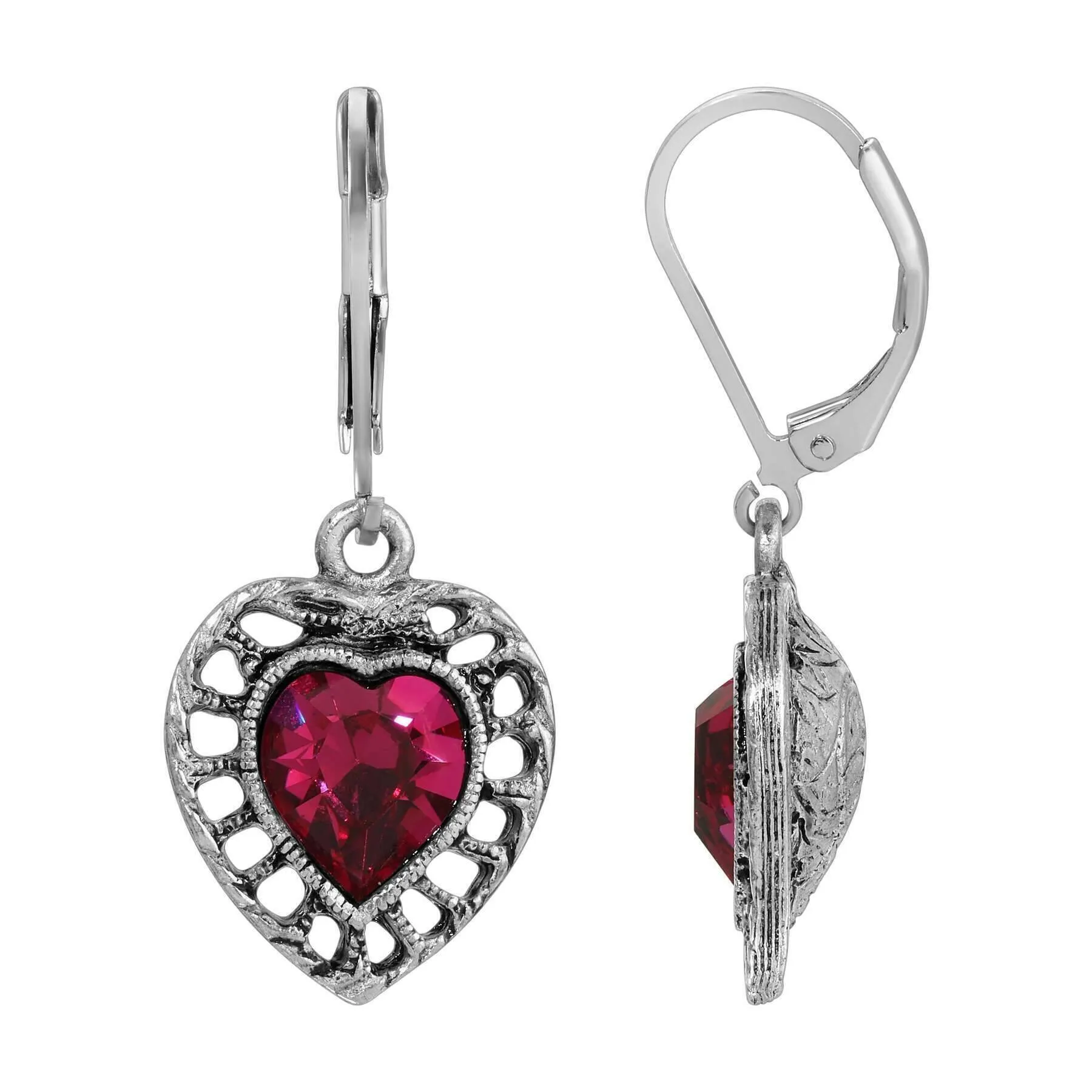 1928 Jewelry Sentimental Crystal Heart Drop Earrings 1928 Jewelry