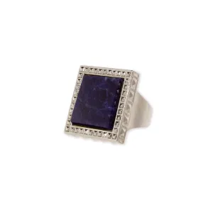 1928 Jewelry Serenity Blue Sodalite Gemstone Square Ring Size 8 1928 Jewelry