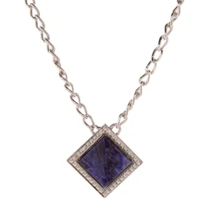 1928 Jewelry Serenity Gemstone Square Pendant Necklace 16"   3" Extender 1928 Jewelry