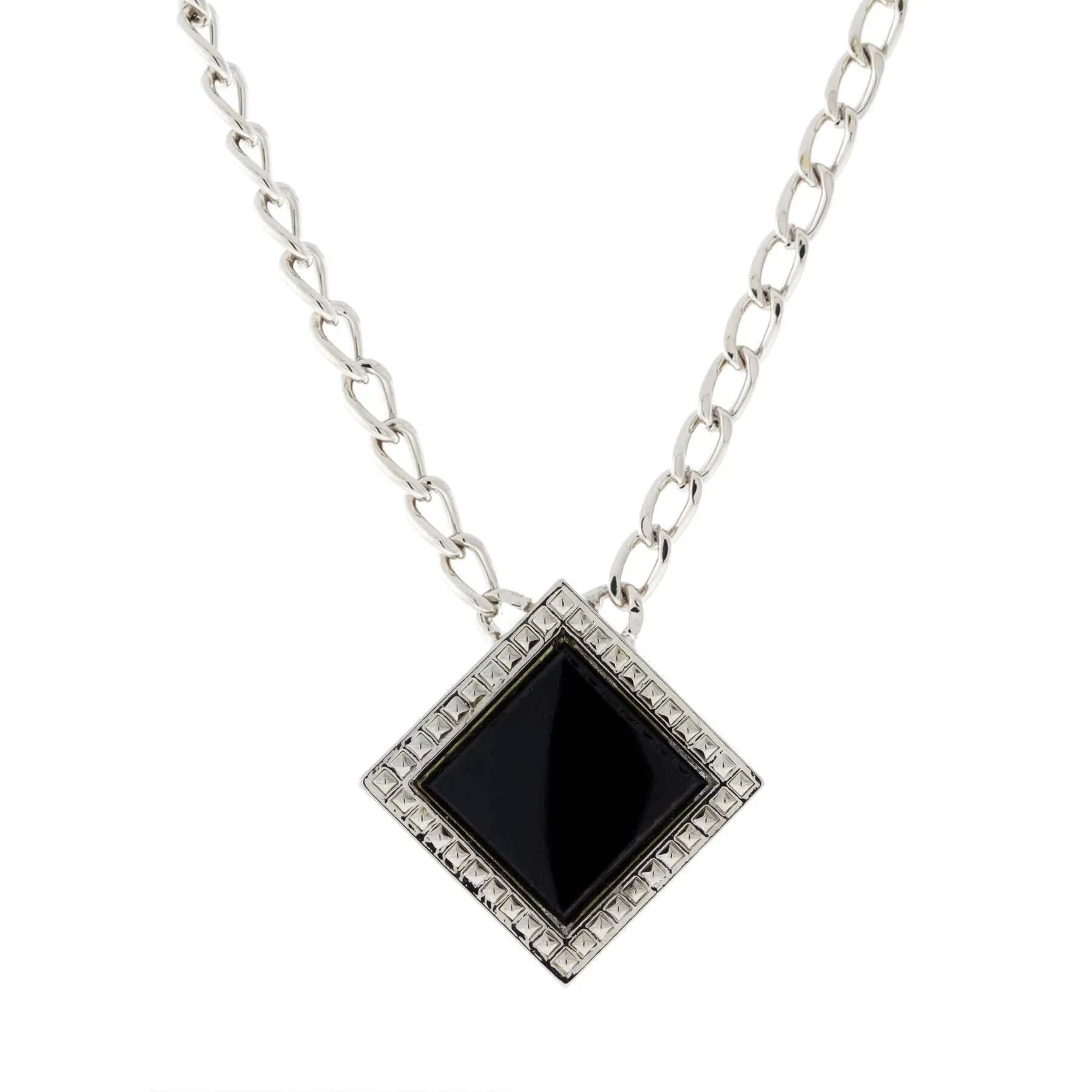 1928 Jewelry Serenity Gemstone Square Pendant Necklace 16"   3" Extender 1928 Jewelry
