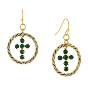 1928 Jewelry Shimmering Crystal Cross Hoop Earrings 1928 Jewelry