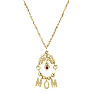 1928 Jewelry Siam Red Crystal Heart Charm Mom Pendant Necklace 18" 1928 Jewelry