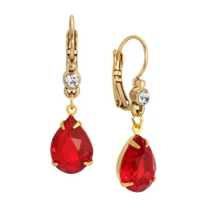 1928 Jewelry Siam Red Pear Shape Crystal Drop Earrings 1928 Jewelry