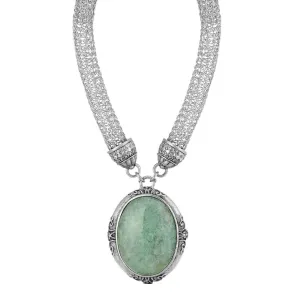 1928 Jewelry Signature Gemstone Oval Pendant Mesh Tube Chain Necklace 18" 1928 Jewelry