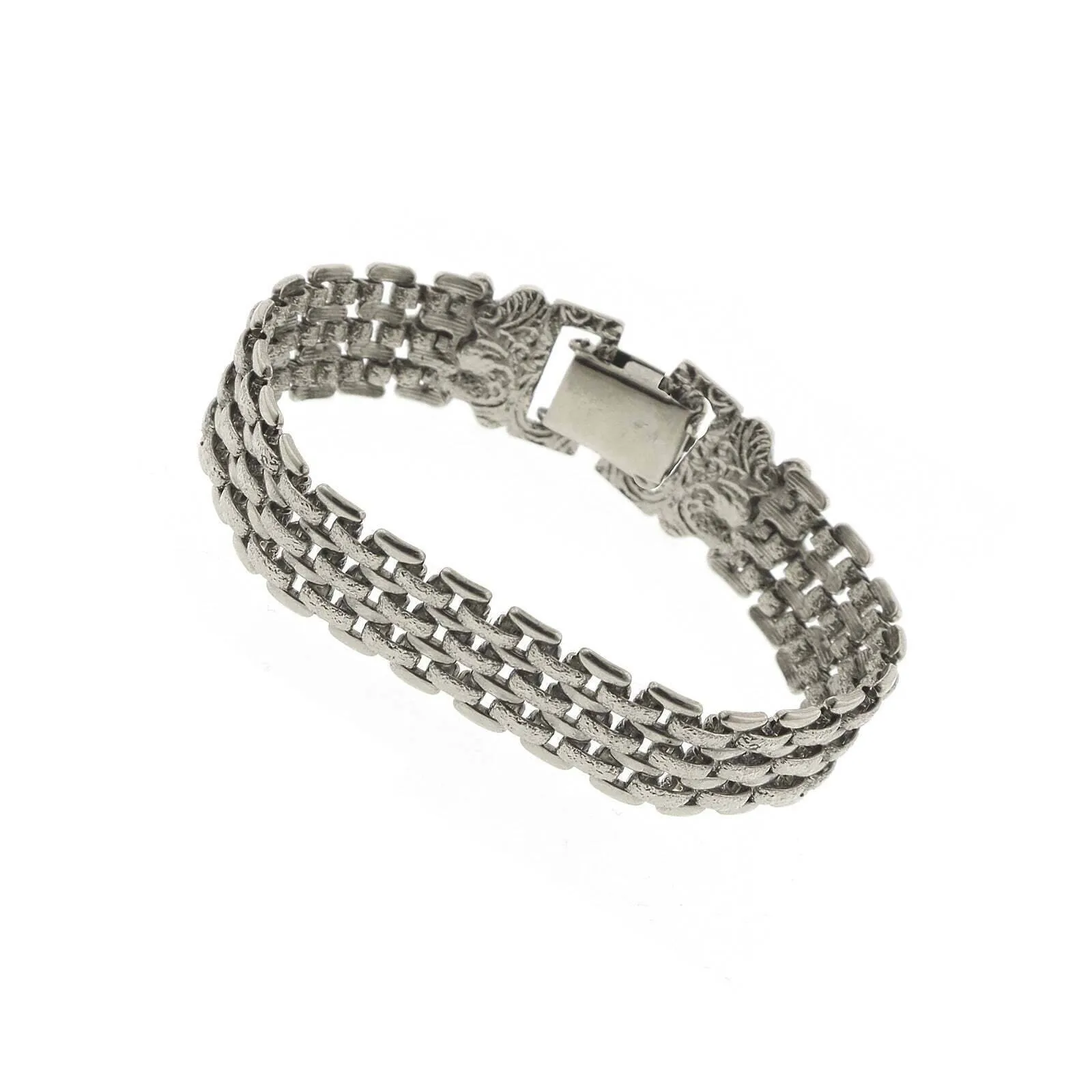 1928 Jewelry Silver Classic Textured Mesh Link Bracelet 1928 Jewelry