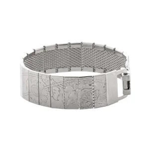 1928 Jewelry Silver Etched Floral Clasp Bracelet 1928 Jewelry