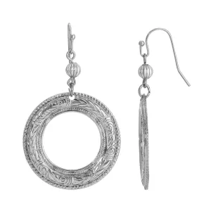 1928 Jewelry Silver Etched Vine Drop Earrings 1928 Jewelry