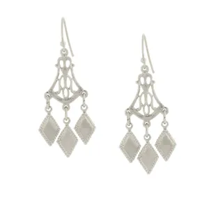 1928 Jewelry Silver Filigree & Diamond Cut Drops Chandelier Earrings 1928 Jewelry