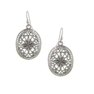 1928 Jewelry Silver Filigree Oval Drop Earrings 1928 Jewelry