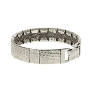 1928 Jewelry Silver Hammered Link Mesh Bracelet 1928 Jewelry