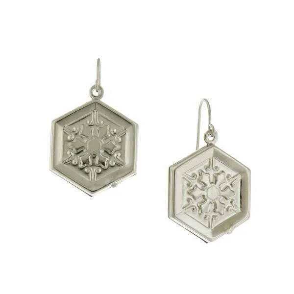 1928 Jewelry Silver Hexagon Snowflake Wire Drop Earrings 1928 Jewelry
